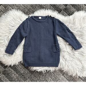 EGG BABY Girls Chunky Cable Knit Navy Sweater Size 5T‎ With Pockets